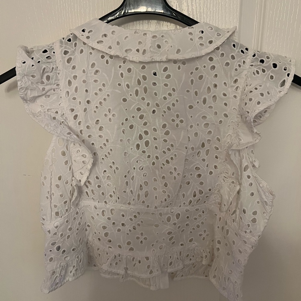 The Drop Women's White Eyelet Blouse - Picture 2 of 3